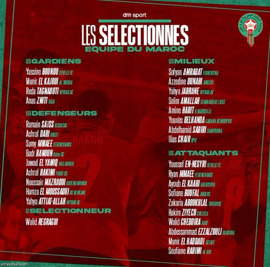 غياب حمدالله عن قائمة المغرب.. وعودة زياش